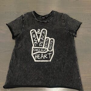 mineB (Boutique Brand) Acid Wash Graphic Tee | Peace Love Faith